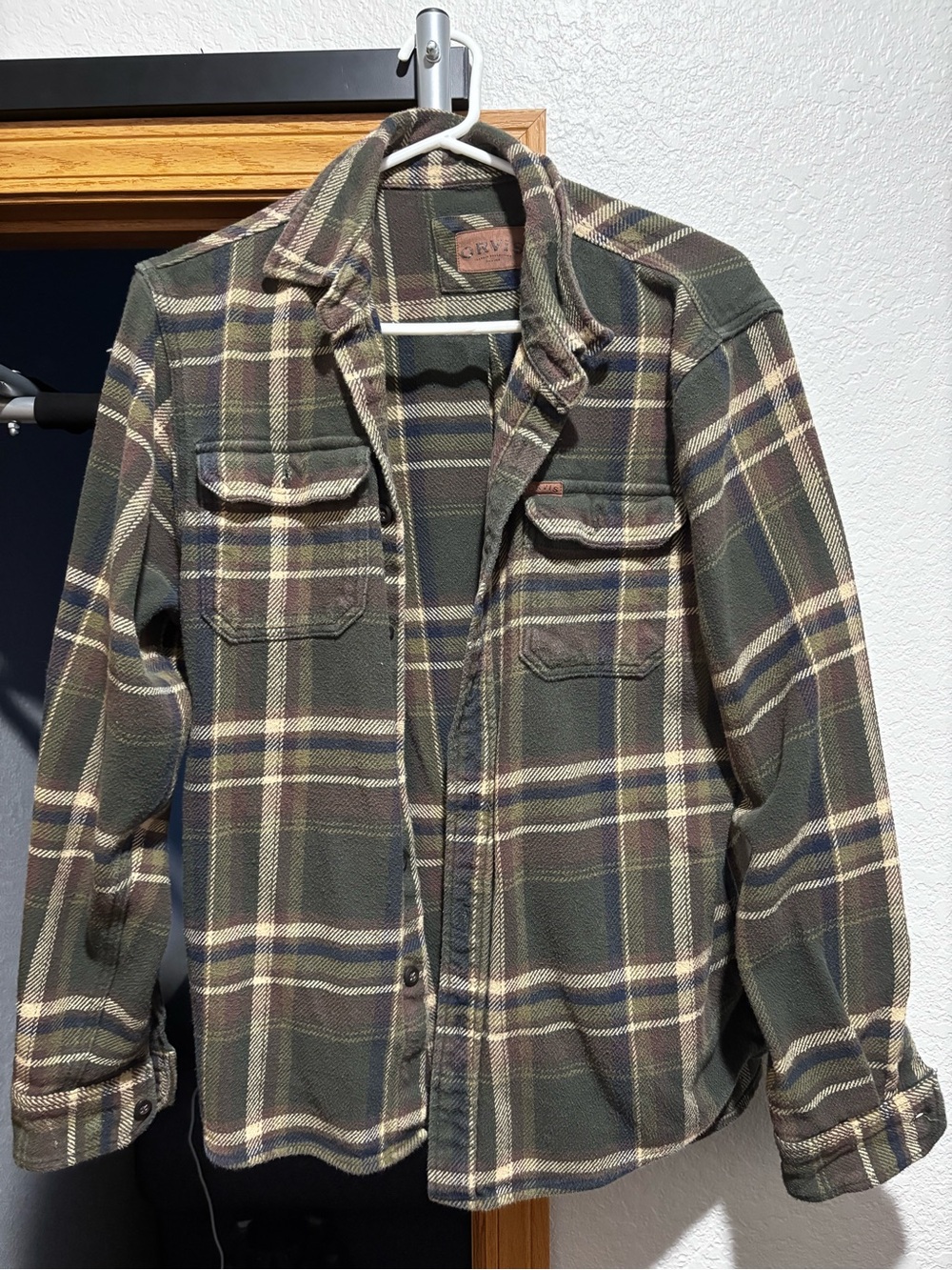 Orvis Green Plaid Shirt Jacket with Chest Pockets